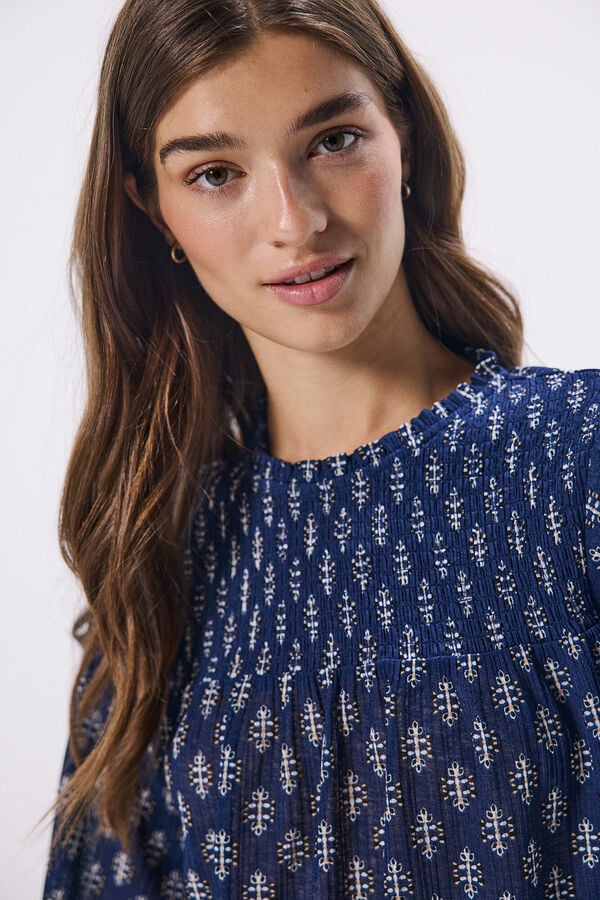 Springfield Honeycomb printed blouse blue