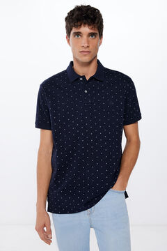 Springfield Polo majica od pikea regular kroja s uzorkom tamno plava