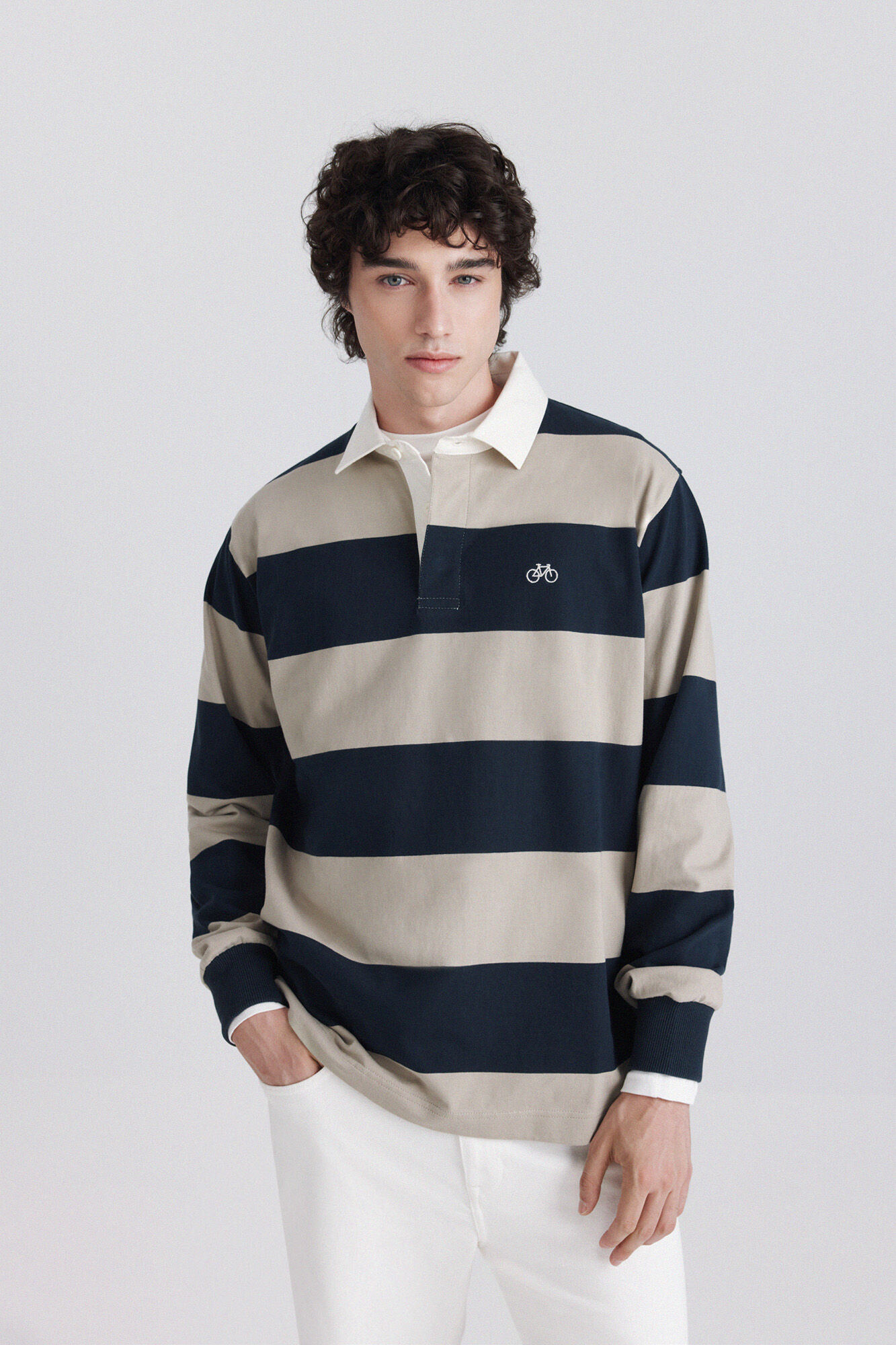 Springfield Polo de rugby com riscas tecidas