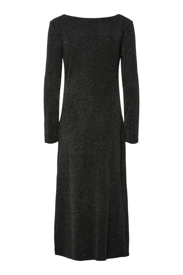 Pieces Vestido midi de lurex com quadris franzidos preto