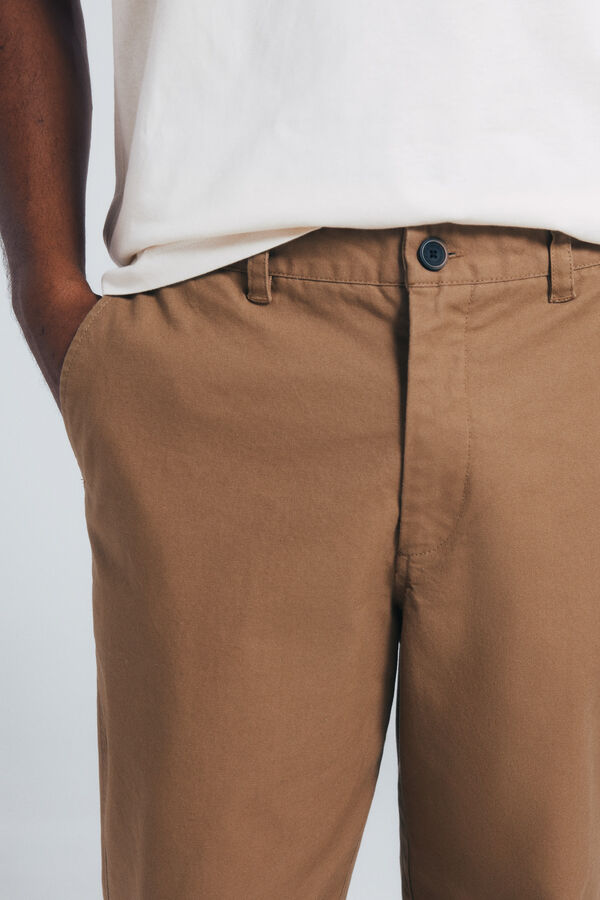 Springfield Straight fit canvas chinos pants brown
