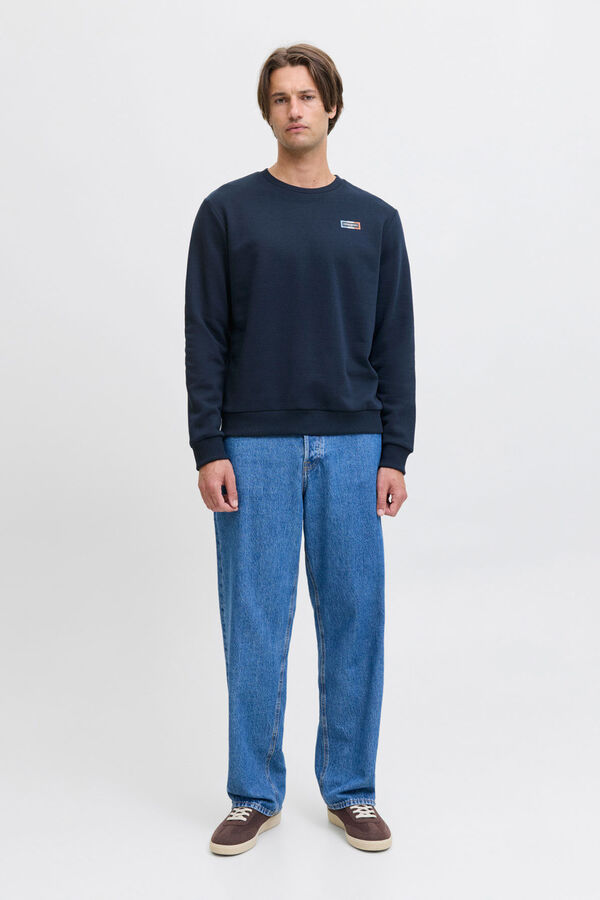 JJ REBEL Sweatshirt b&aacute;sico com logo azul