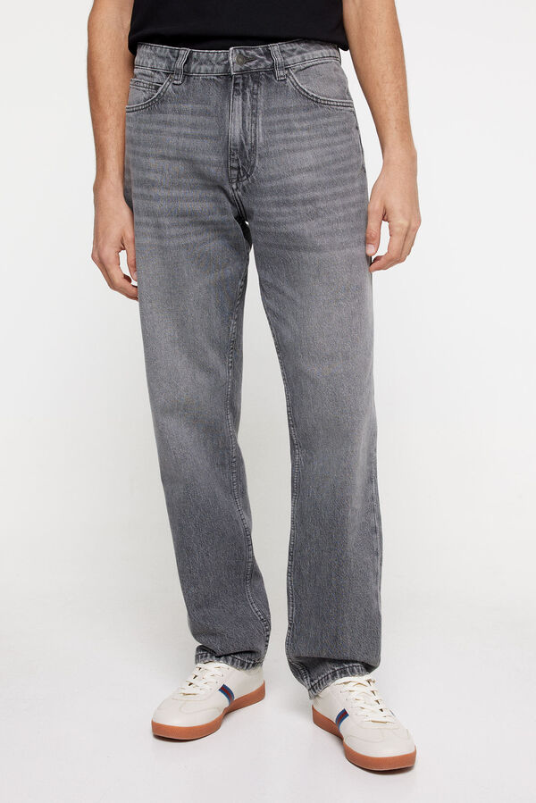 Springfield Jeans straight negro muy lavado gris oscuro