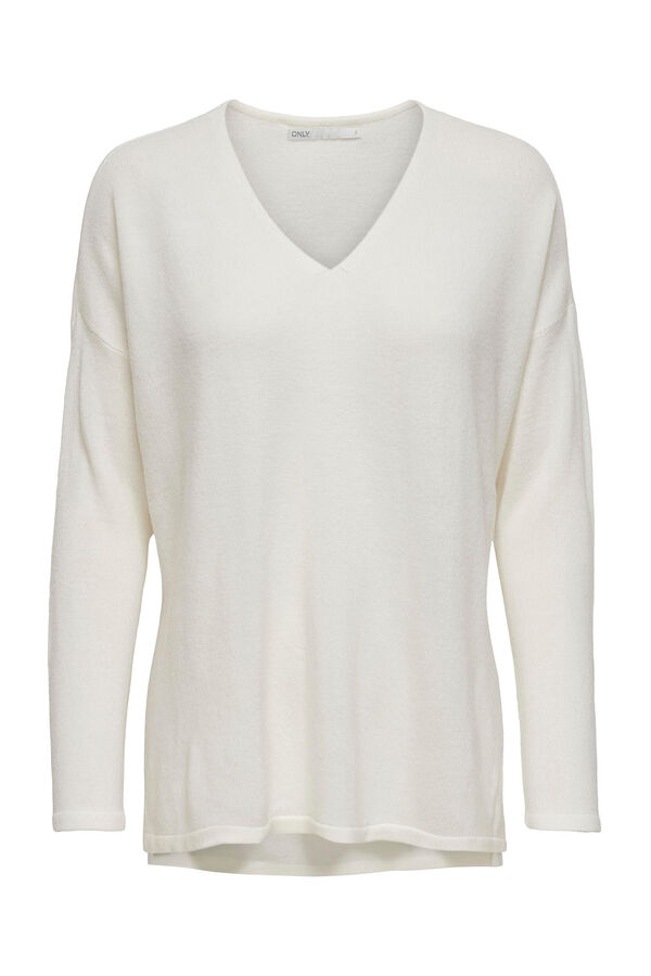 Springfield Women's knit jumper with V-neck white