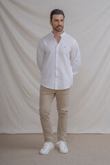 Celopman Checked fabric mandarin collar shirt white