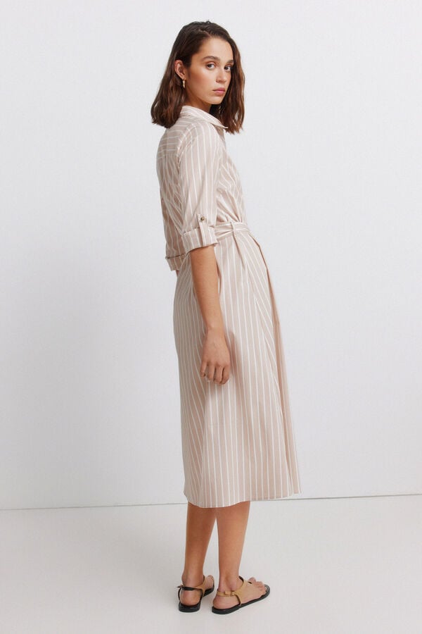 Springfield Shirt midi dress brown