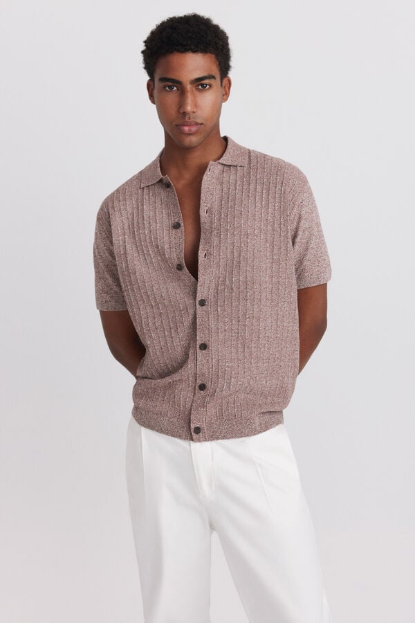 Springfield Cardigan with link structure buttons red