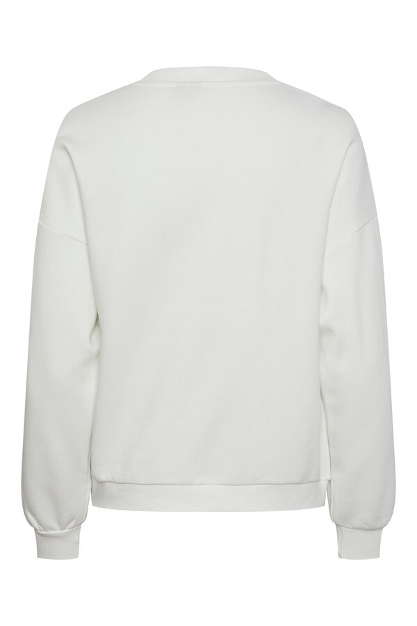 Springfield Sweatshirt Damen lange Ärmeln und geschlossener Ausschnitt. blanco