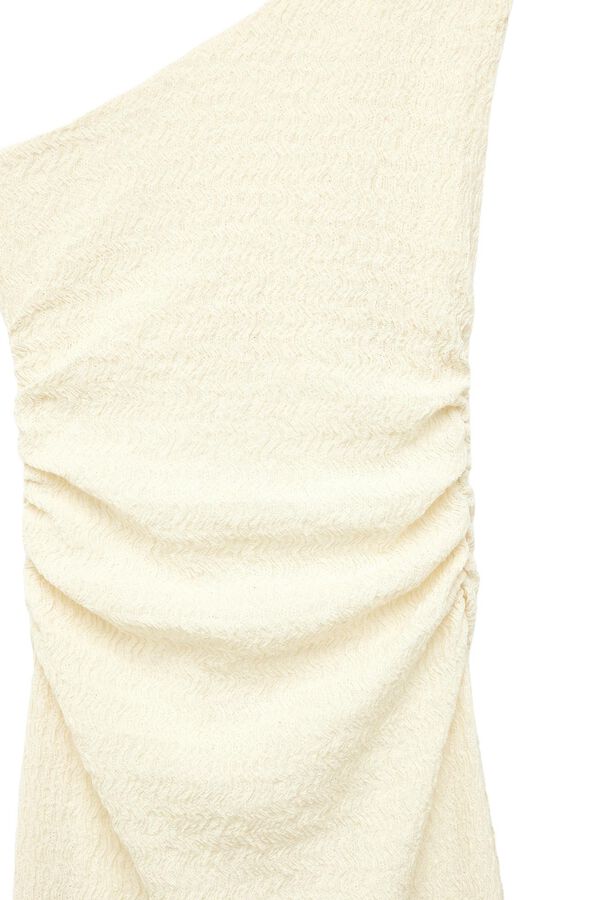 Koton Asymmetric shoulder midi dress nude