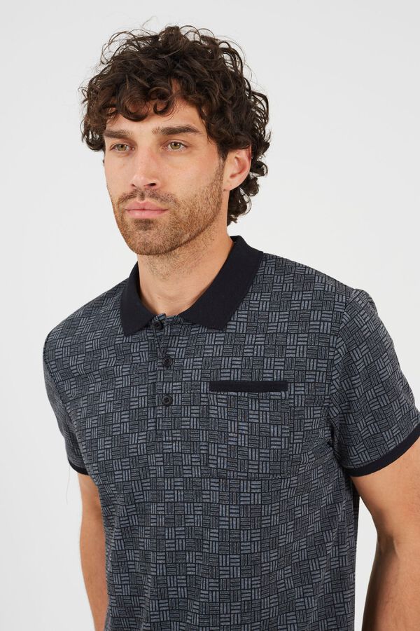Brave Soul Polo jacquard de manga corta negro