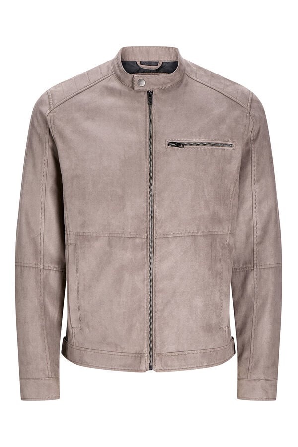 Jack & Jones Cazadora biker antelina gris