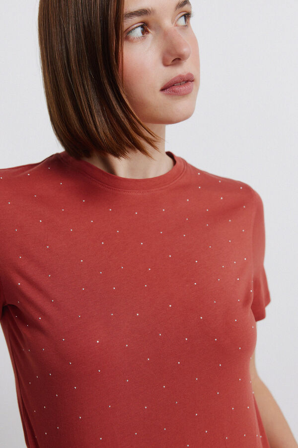 Springfield Polka-dots short sleeve T-shirt beige