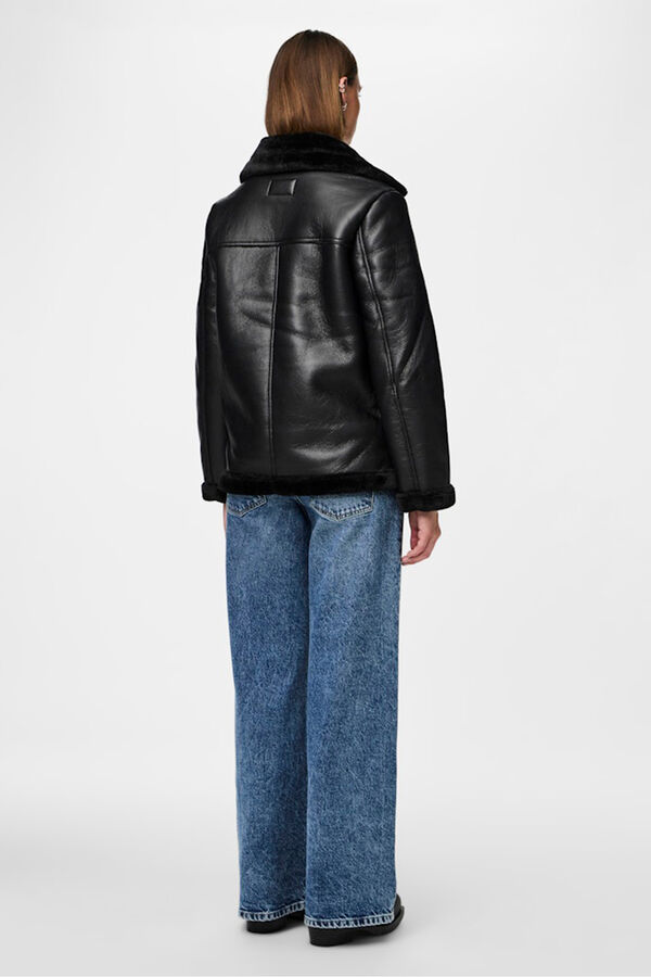 Pieces Chaqueta aviador polipiel borrego negro