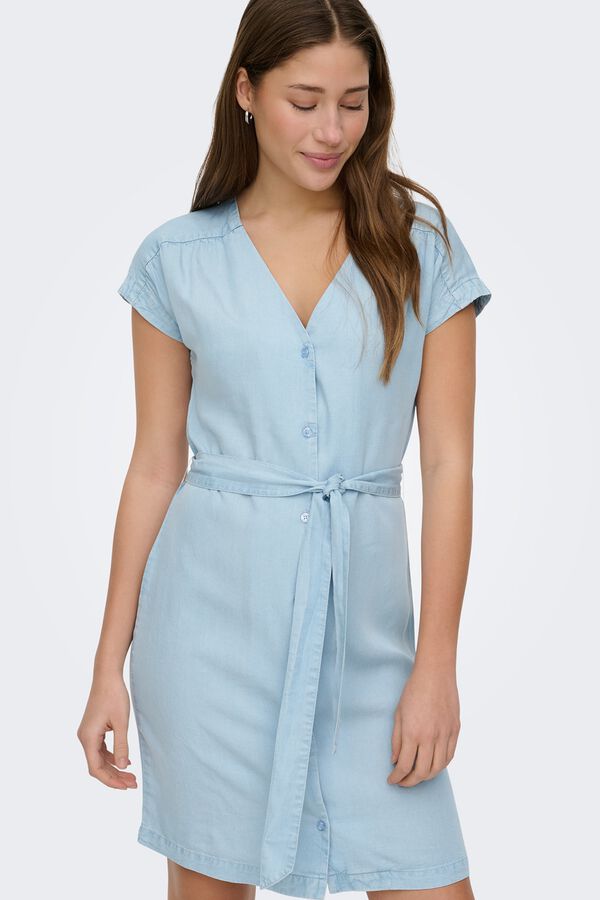 Only Vestido corto de tencel azul