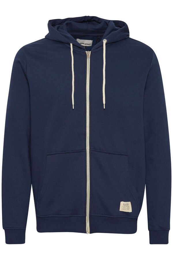 Blend Sweatshirt capuz com fecho-&eacute;clair azul