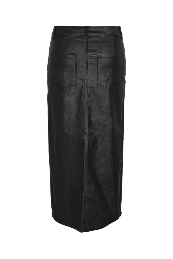 Noisy May Coated effect midi skirt. black