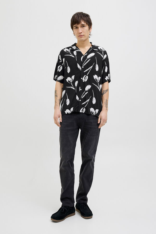 Jack & Jones Camisa relaxed fit manga corta negro