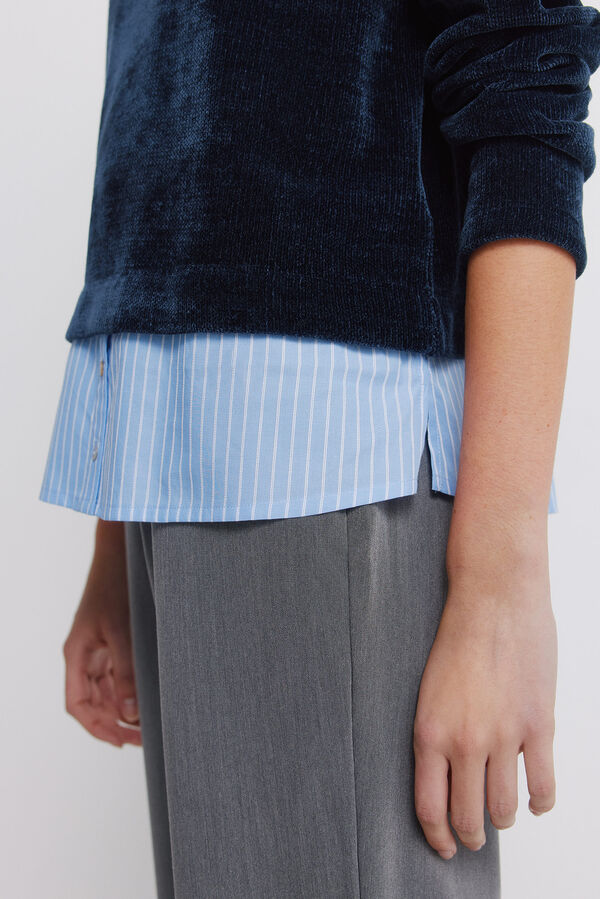 Springfield Chenille mixed-material T-shirt blue