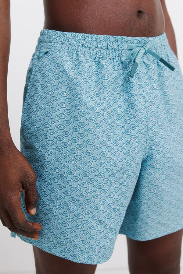 Springfield Fato de banho estampado de peixes azul