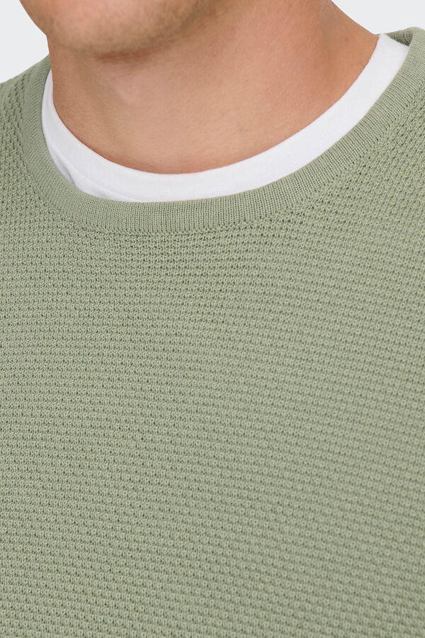 Springfield Knit jumper with round neck zelena