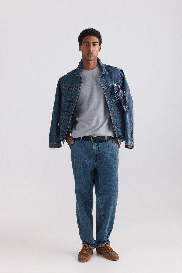 Springfield Piqu&eacute; oxford long sleeve T-shirt blue