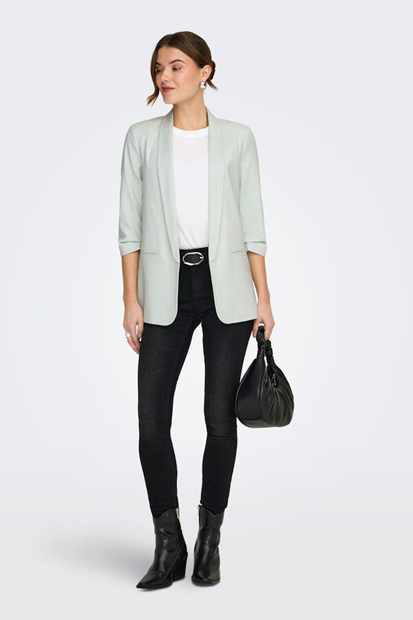 Only Open rolled-up sleeve blazer beige