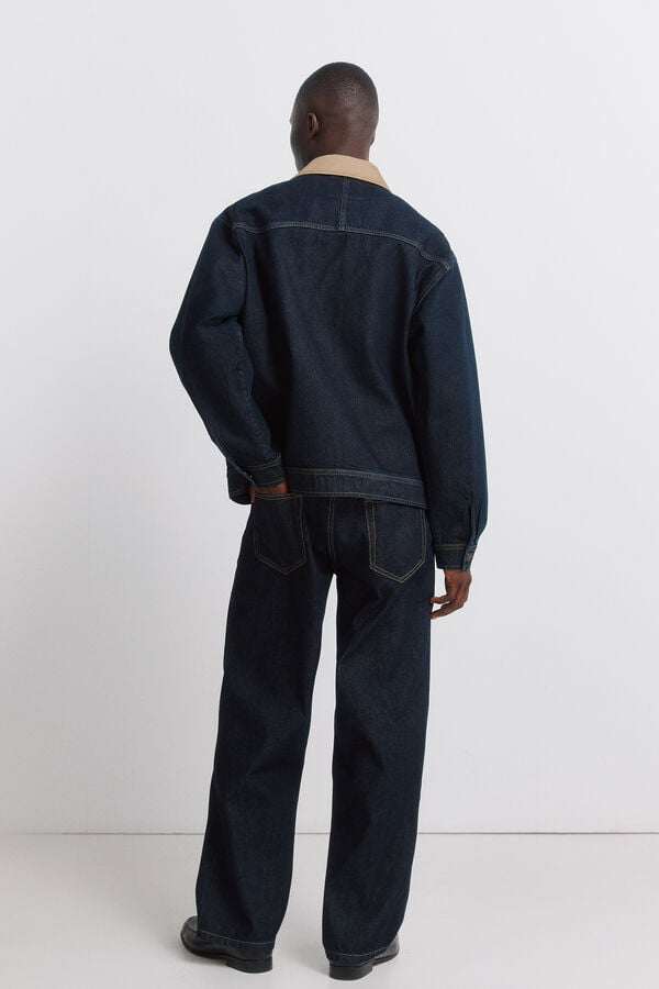 Springfield Wide leg desized wash jeans blue