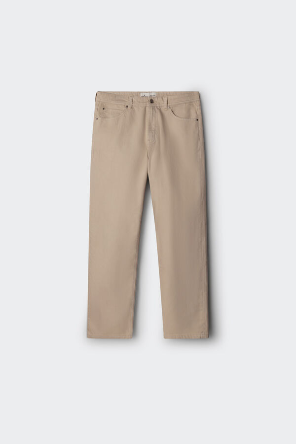 Springfield 5-pocket washed straight fit trousers nude