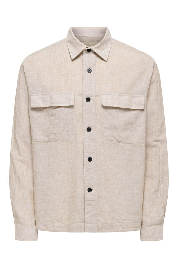 Only & Sons Linen overshirt brown