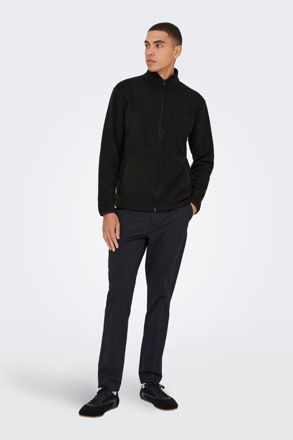 Only & Sons Casaco sherpa com fecho de correr cinzento