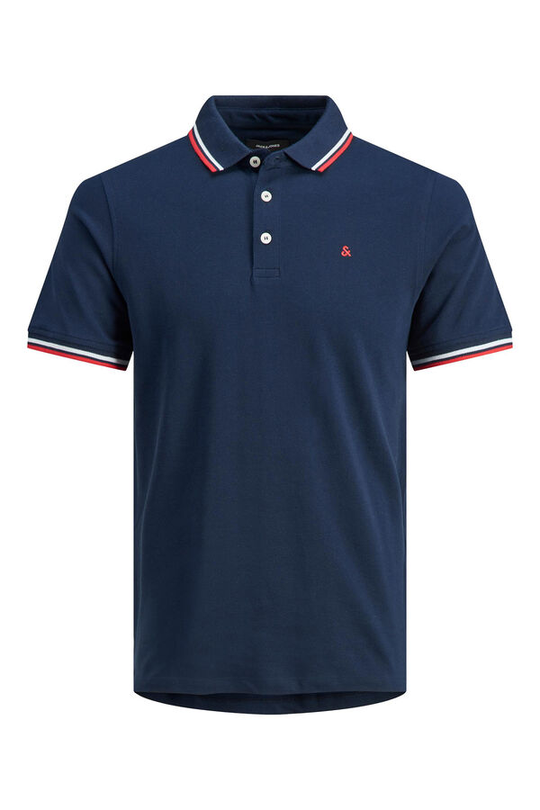 Springfield PLUS short-sleeved organic cotton polo shirt with an embroidered front mornarskoplava