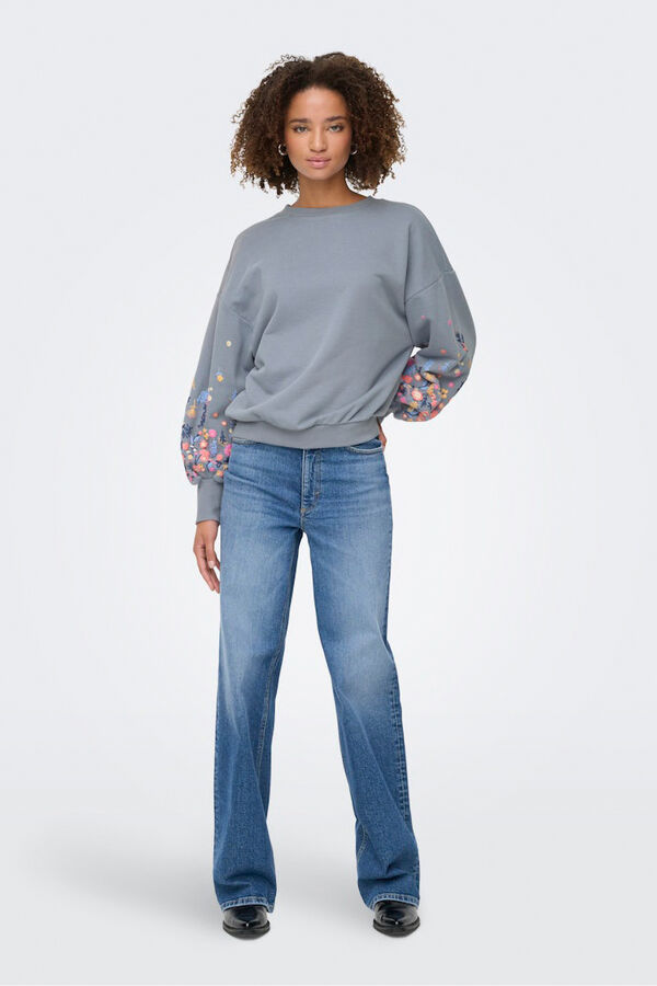 Only Sudadera cuello redondo azul