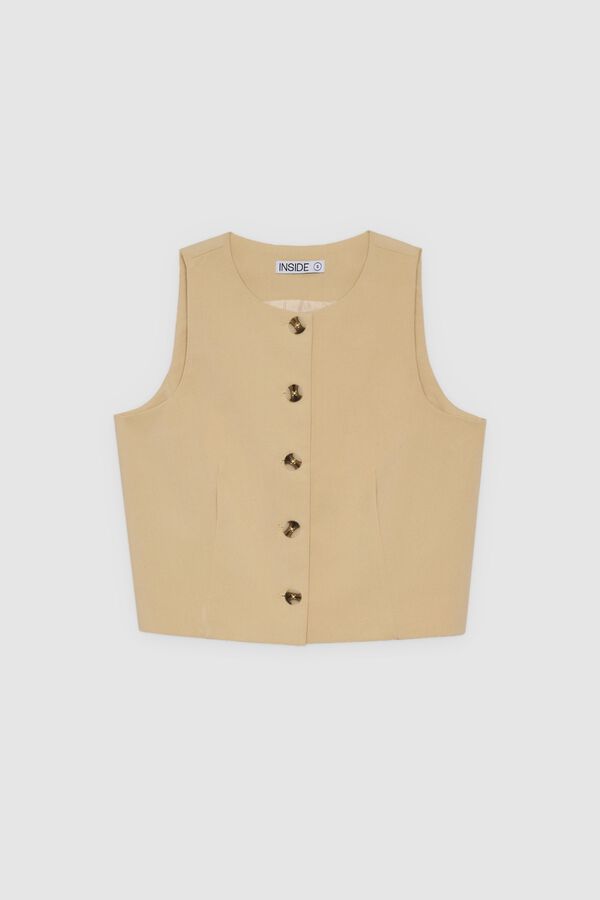 Inside Linen gilet brown