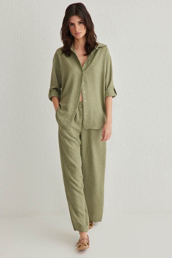 Trendyol Conjunto fluido mangas ca&iacute;das kaki