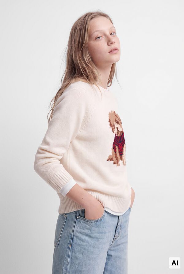 Springfield Kids Girl's dog jumper white