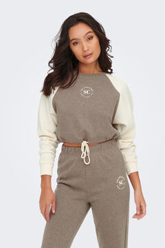 Springfield Cropped sweatshirt with mini logo beige