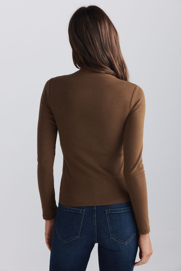 Springfield T-shirt col roul&eacute; nude