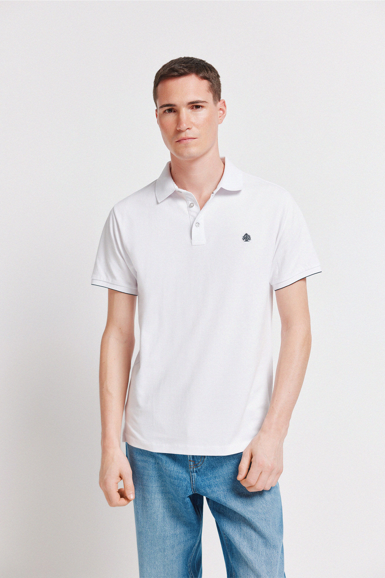 Springfield Piqu&eacute; contrast cuff slim fit polo shirt