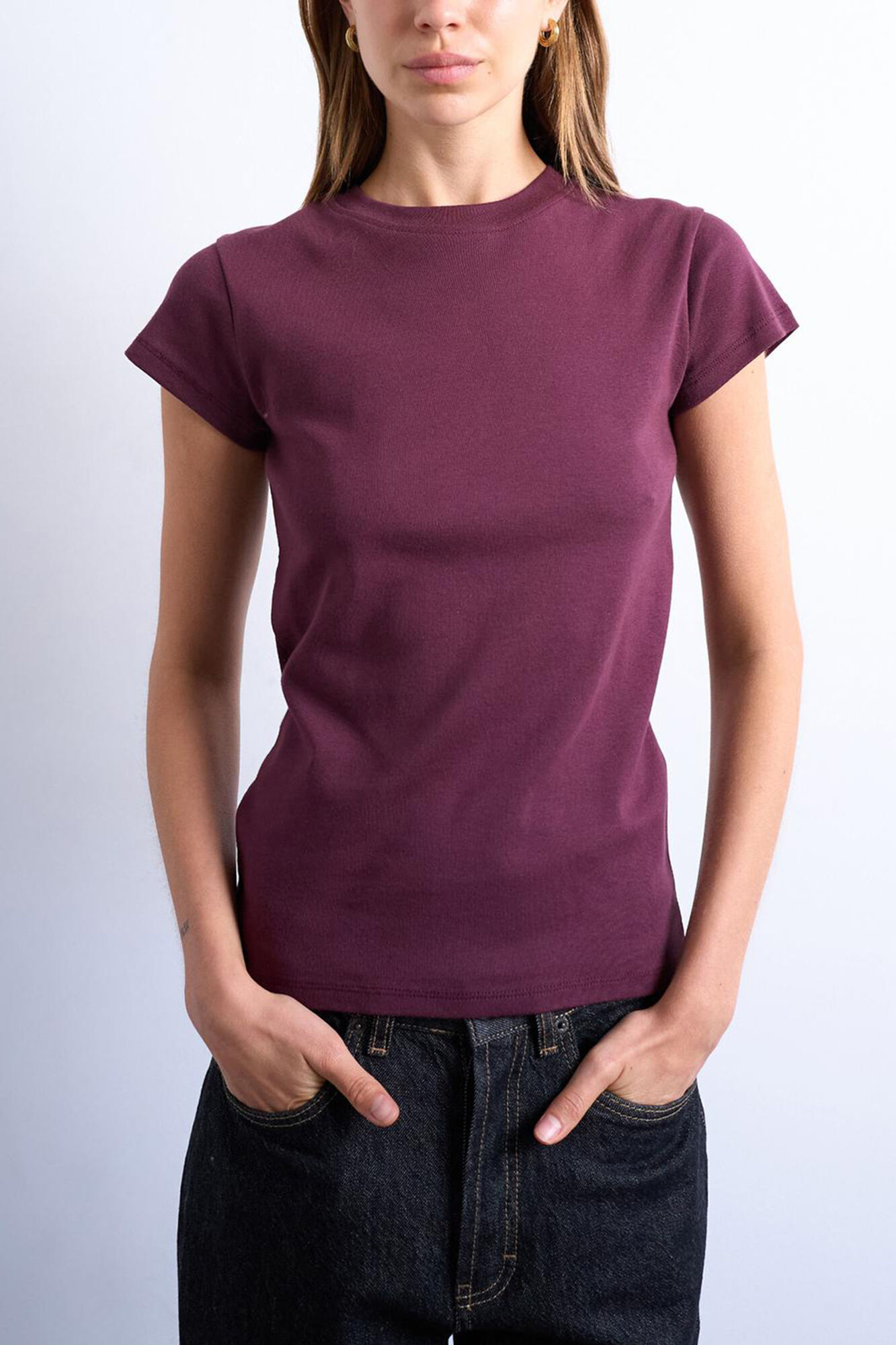 Topshop Top b&aacute;sica de manga curta