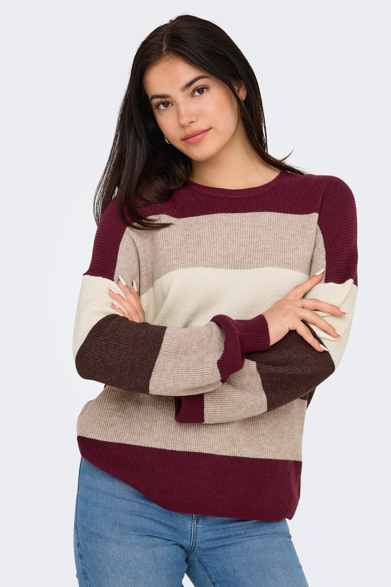 Only Gestreifter Pullover mit Rundhalsausschnitt