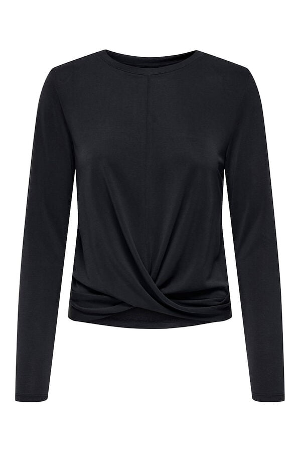 Only Lang&auml;rmelig drapiertes Top Schwarz