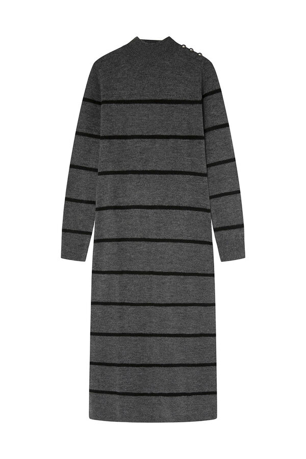 Springfield midi knit dress with shoulder buttons grey mix