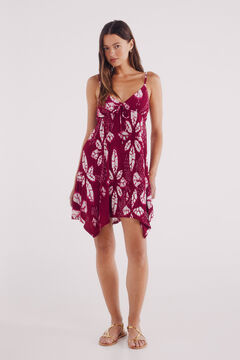 Springfield Vestido corto picos estampado burdeos