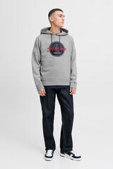 Jack & Jones Sudadera logo con capucha gris