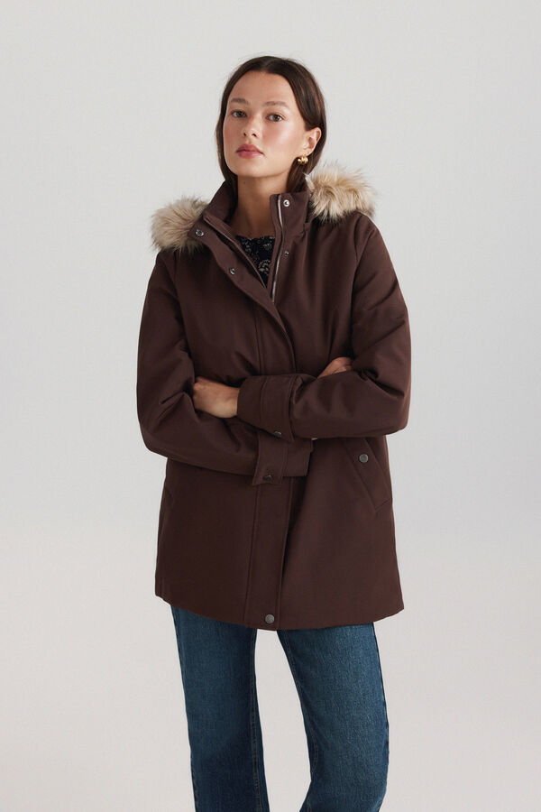 Springfield Faux fur hood parka brown