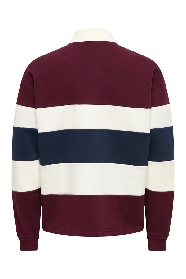 Only & Sons Color-Block-Sweatshirt mit Polokragen Rot