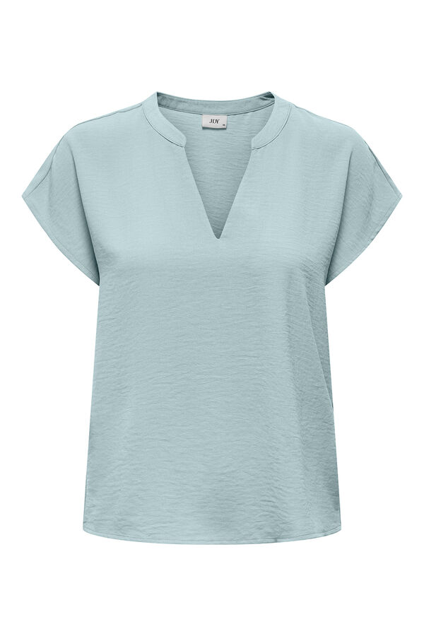 JDY Blusa manga corta lino azul