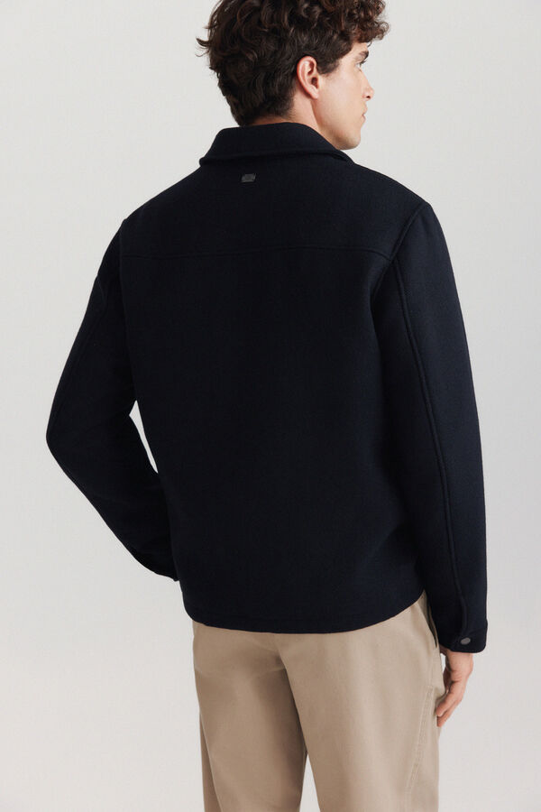 Springfield Wool blend shirt jacket blue