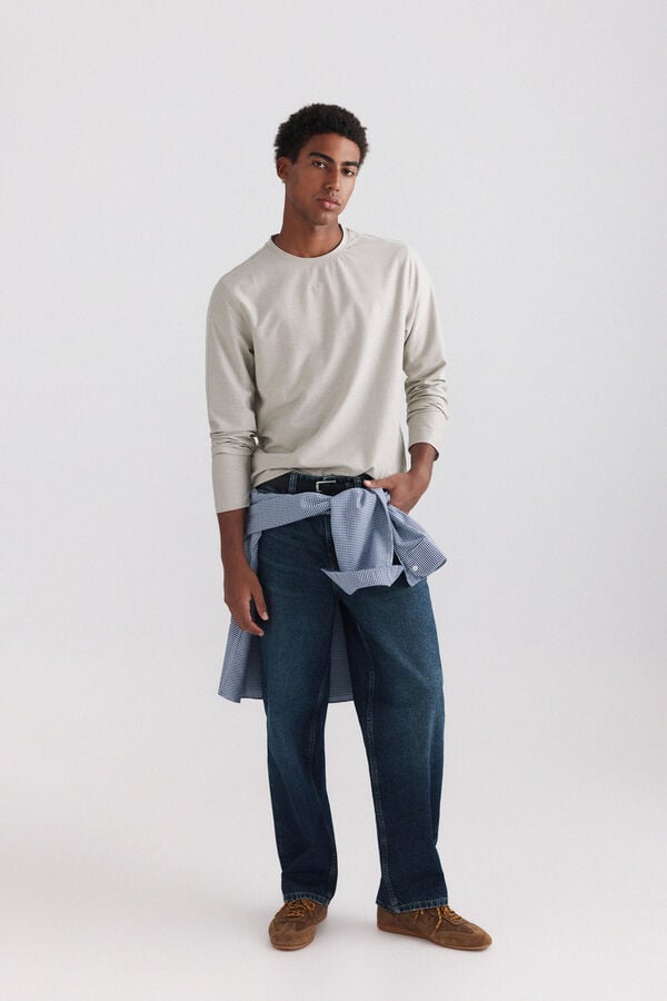 Springfield Piqu&eacute; oxford long sleeve T-shirt nude