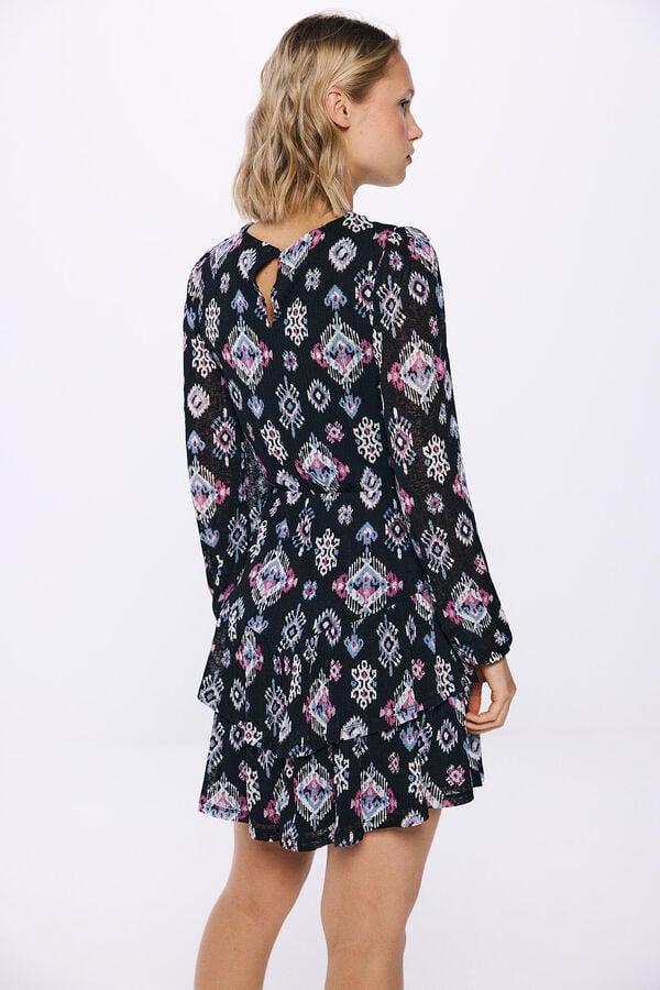 Springfield Short ethnic print dress black